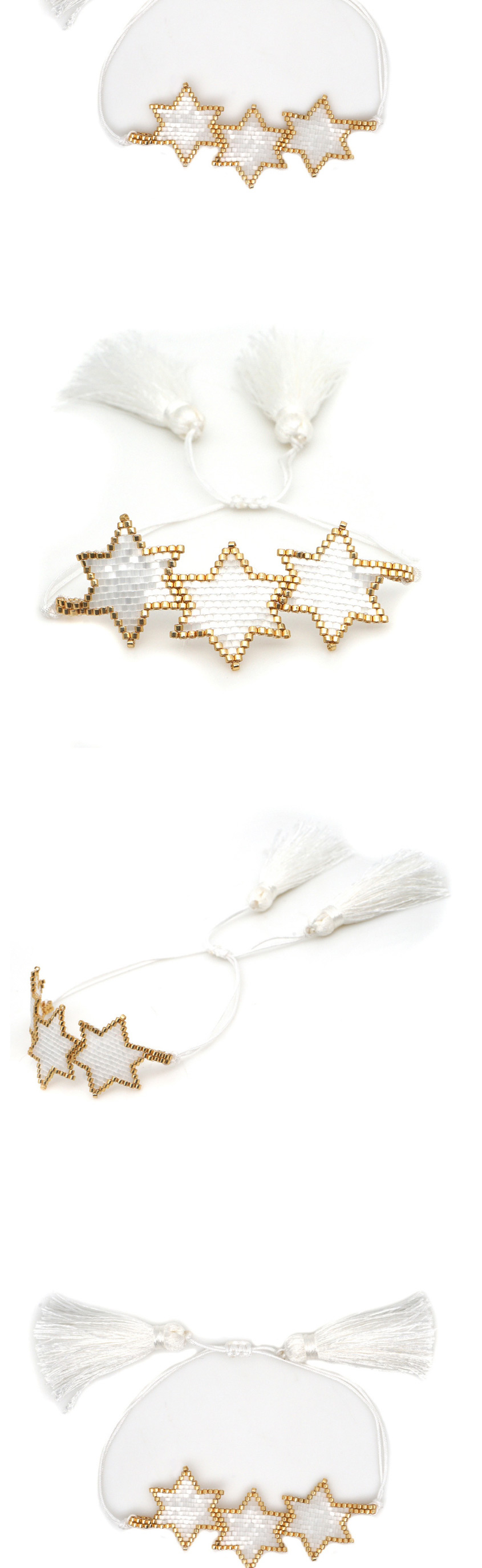 Fashion White Braided Five-pointed Star Pattern Bracelet,Fashion Bracelets