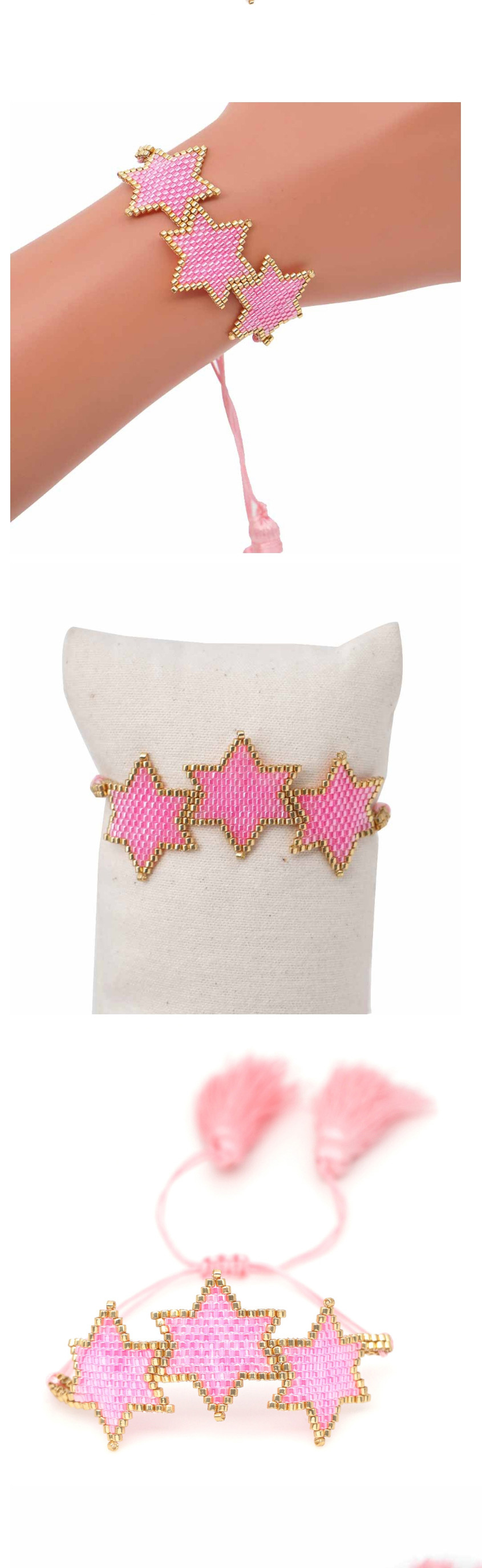 Fashion Pink Trumpet Braided Five-pointed Star Pattern Bracelet,Fashion Bracelets