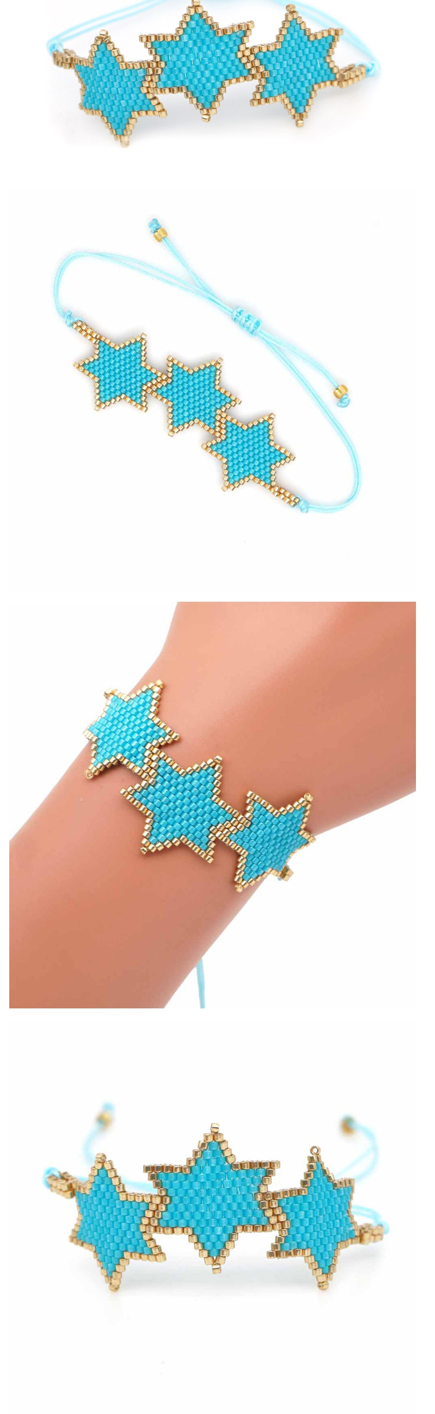 Fashion Blue Large Braided Five-pointed Star Pattern Bracelet,Fashion Bracelets