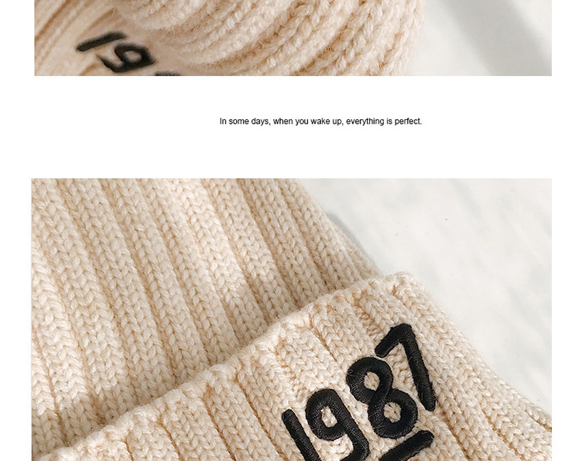 Fashion 1987 Beige Knitted Wool Cap,Knitting Wool Hats