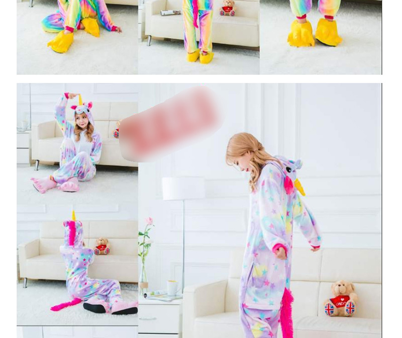 Fashion Colorful Sky Horse Animal Cartoon Flannel One-piece Pajamas For Children,Cartoon Pajama