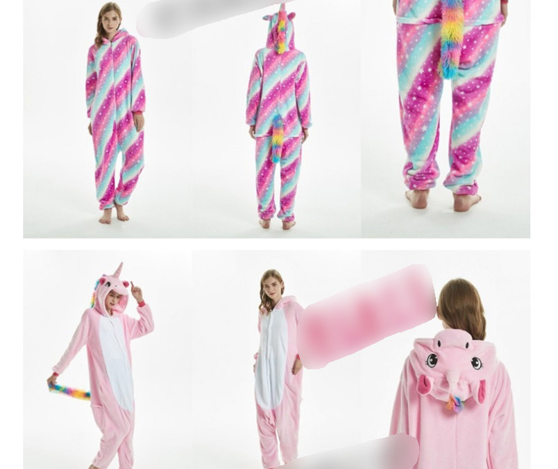 Fashion Rainbow Sky Marathon Animal Cartoon Flannel One-piece Pajamas For Children,Cartoon Pajama