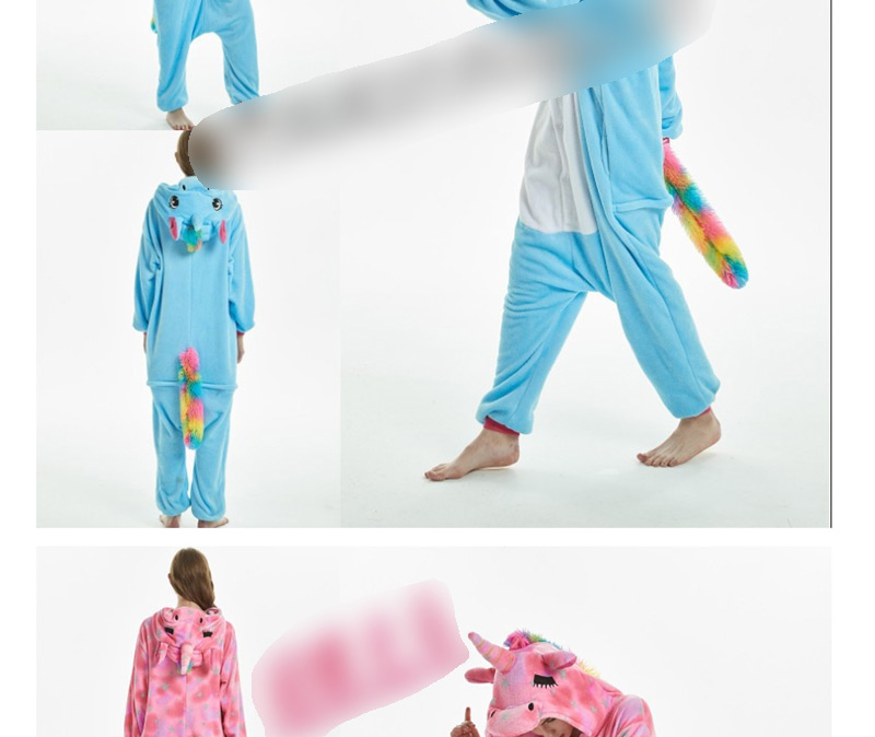 Fashion Blue Star Tianma Animal Cartoon Flannel One-piece Pajamas For Children,Cartoon Pajama
