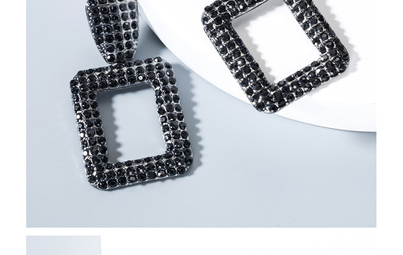 Fashion Black Diamond Geometric Square Earrings,Drop Earrings