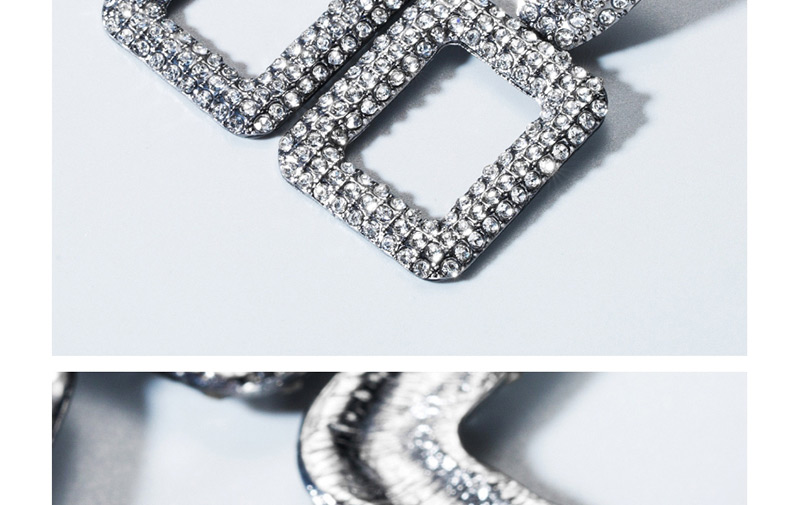 Fashion White Diamond Geometric Square Earrings,Drop Earrings