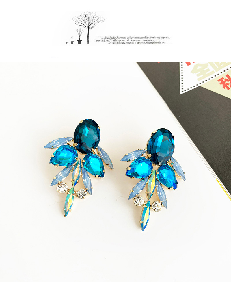 Fashion Blue Alloy Studded Geometric Earrings,Stud Earrings