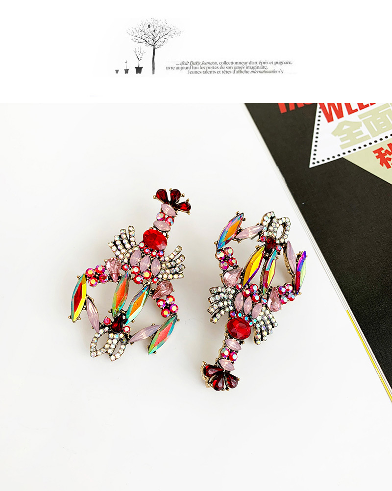 Fashion White Alloy-studded Asymmetric Crayfish Earrings,Stud Earrings