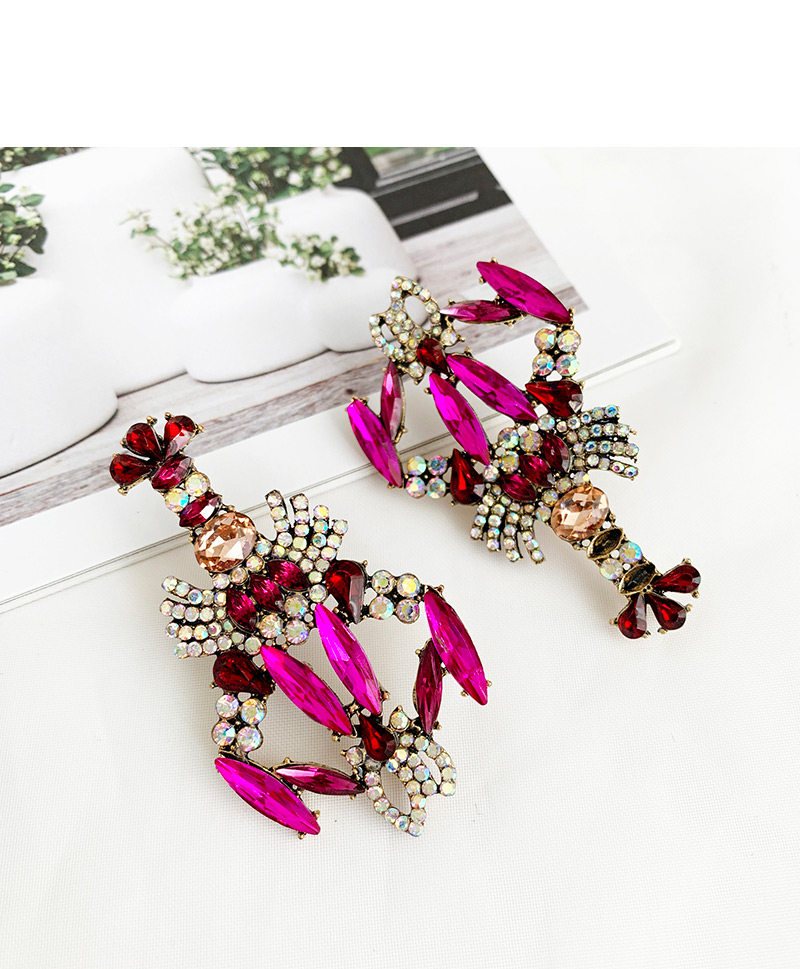 Fashion Purple Alloy-studded Asymmetric Crayfish Earrings,Stud Earrings