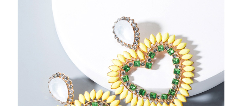 Fashion Yellow Acrylic Love Diamond Earrings,Drop Earrings