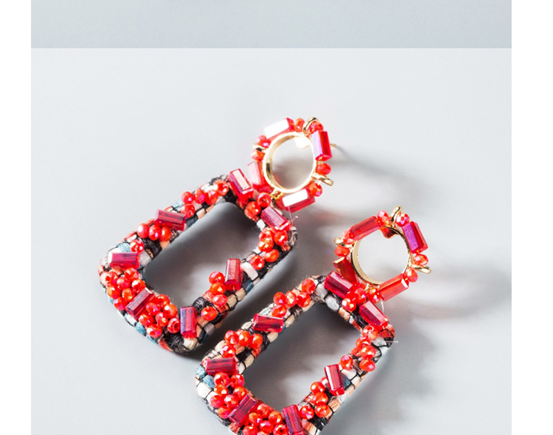 Fashion Red Ring Geometry Bead Earrings,Drop Earrings