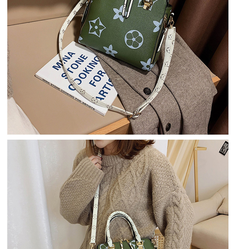 Fashion Green Printed Crossbody Shoulder Tote,Handbags