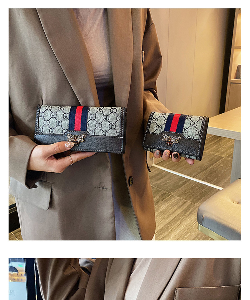 Fashion Short Coffee Contrast 3 Fold Long Wallet,Wallet