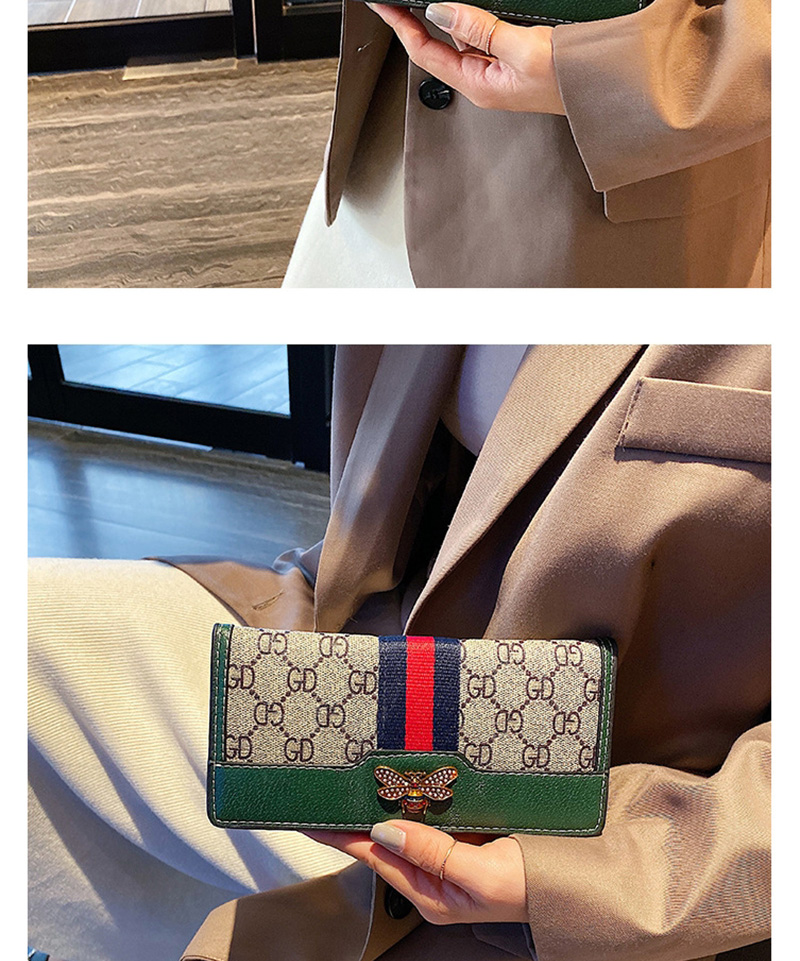 Fashion Long Powder Contrast 3 Fold Long Wallet,Wallet