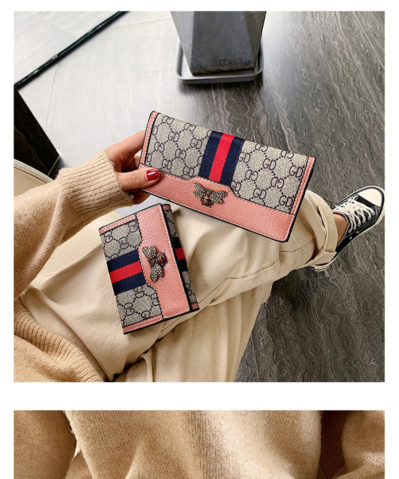 Fashion Long Coffee Contrast 3 Fold Long Wallet,Wallet