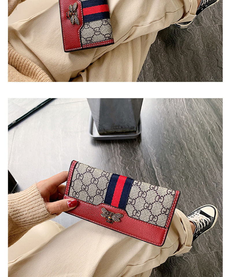 Fashion Short Red Contrast 3 Fold Long Wallet,Wallet