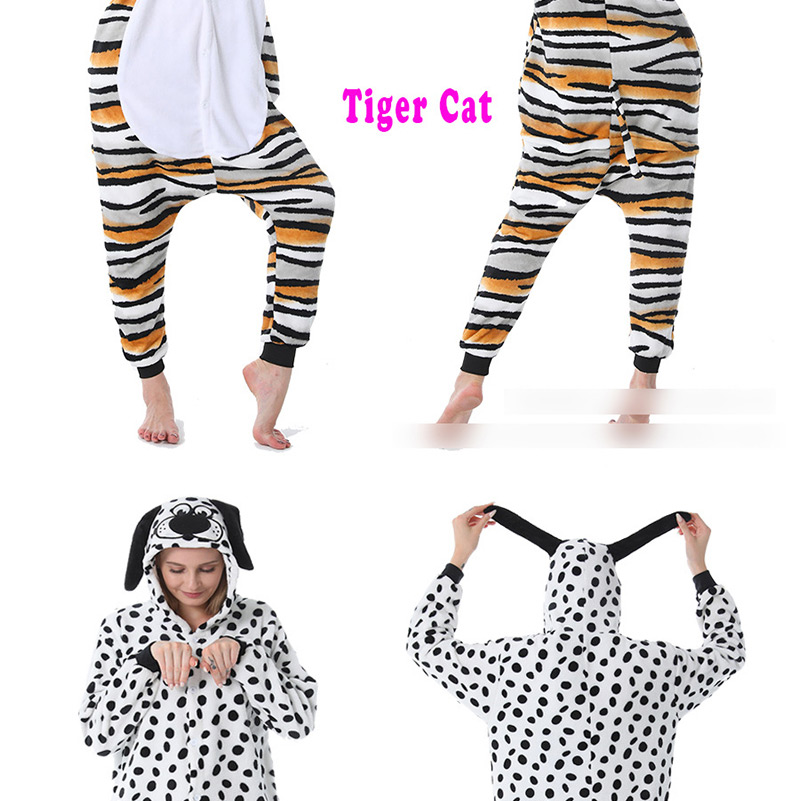 Fashion Tiger Cat Flannel Cartoon Animal One-piece Pajamas,Cartoon Pajama