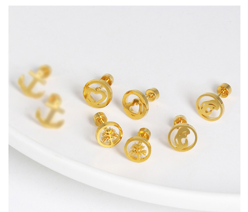 Fashion Hollow Gold Stainless Steel Geometric Pattern Earrings,Earrings