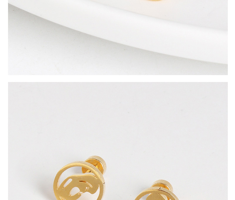 Fashion Hollow Gold Stainless Steel Geometric Pattern Earrings,Earrings