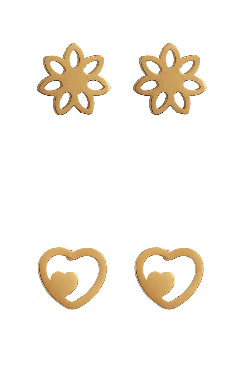 Fashion Palm Gold Stainless Steel Geometric Pattern Earrings,Earrings