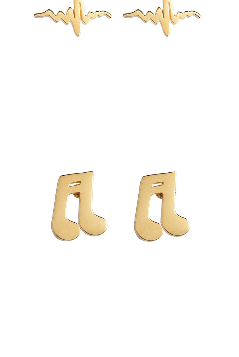 Fashion Electronic Gold Stainless Steel Geometric Pattern Earrings,Earrings