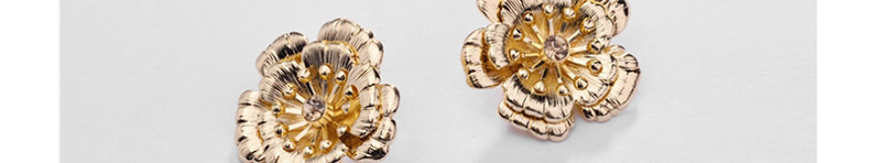 Fashion Gold Alloy Two-layer Flower Stereo Stud Earring,Stud Earrings