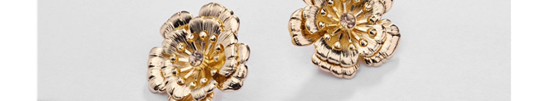 Fashion Gold Alloy Two-layer Flower Stereo Stud Earring,Stud Earrings