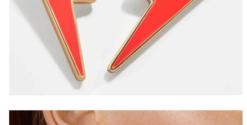 Fashion Red Gold-plated Lightning Earrings,Stud Earrings