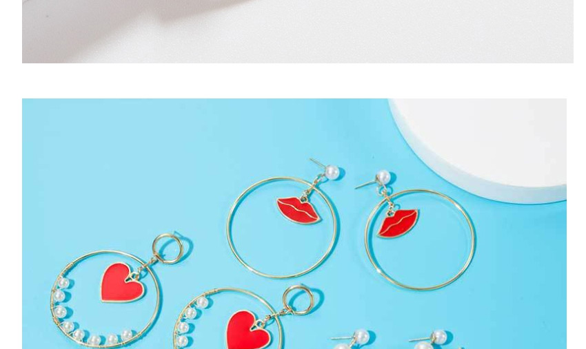 Fashion Red Love Pearl Earrings,Drop Earrings
