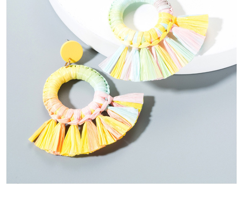 Fashion Head Brown Fan-shaped Lafite Colorblock Earrings,Drop Earrings