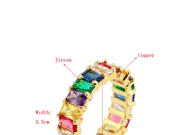 Fashion Color Micro-inlaid Zircon Copper Plated 18k Gold Ring,Rings