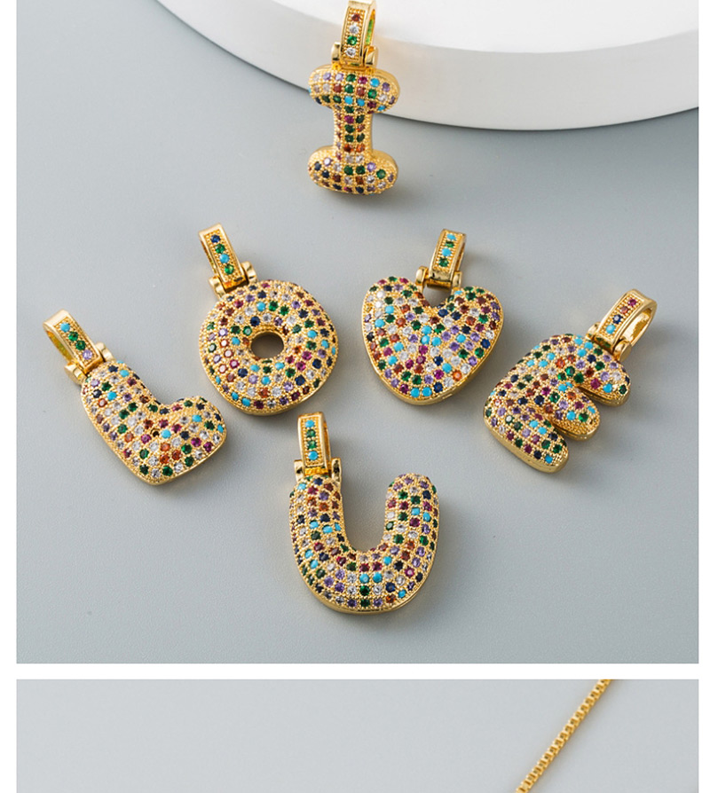 Fashion M Copper Micro-inlaid Zircon Letter Necklace,Necklaces