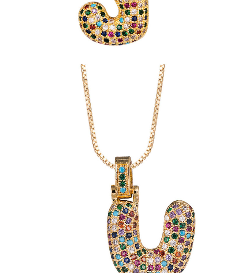 Fashion M Copper Micro-inlaid Zircon Letter Necklace,Necklaces