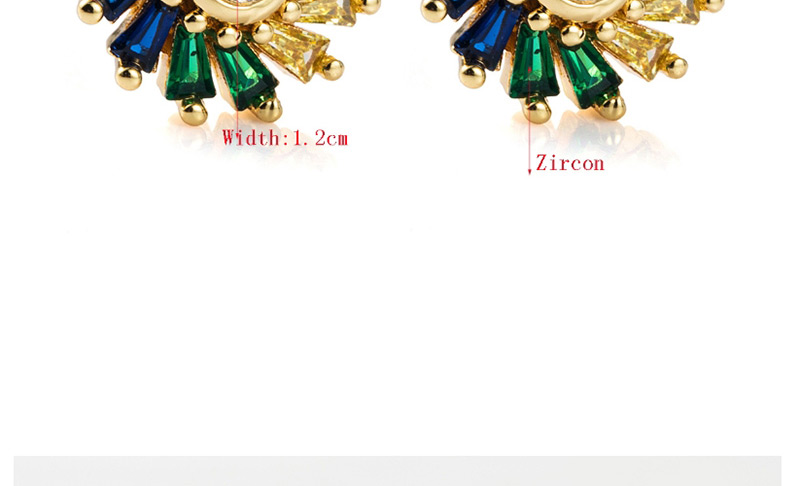 Fashion Color Zircon Flower Copper Plated 18k Gold Earrings,Earrings