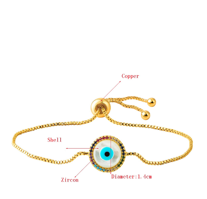 Fashion Color Colorful Shell Zircon Micro-set Shell Eye Pattern Copper Bracelet,Bracelets