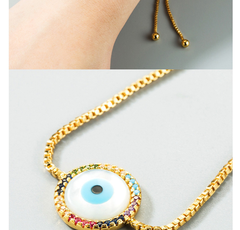 Fashion Color Colorful Shell Zircon Micro-set Shell Eye Pattern Copper Bracelet,Bracelets