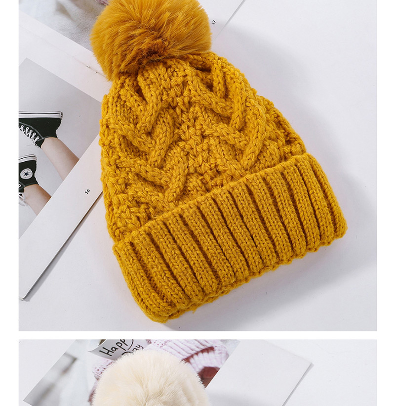 Fashion Milk White Hemp Pattern Plus Velvet Double Wool Cap,Knitting Wool Hats