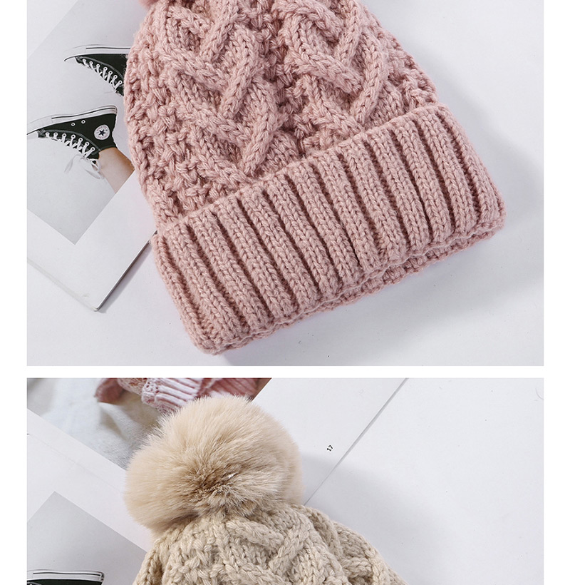 Fashion Pink Hemp Pattern Plus Velvet Double Wool Cap,Knitting Wool Hats
