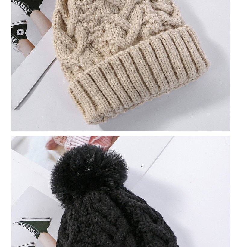 Fashion Black Hemp Pattern Plus Velvet Double Wool Cap,Knitting Wool Hats