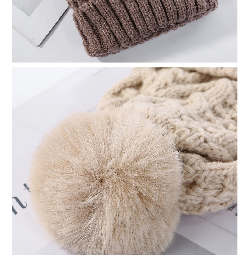Fashion Beige Hemp Pattern Plus Velvet Double Wool Cap,Knitting Wool Hats