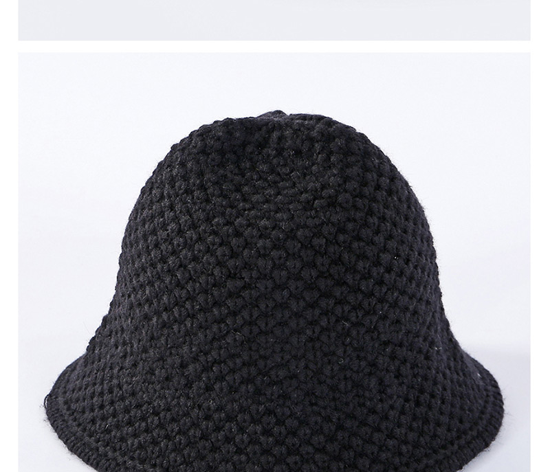 Fashion Black Solid Color Knit Wool Fisherman Hat,Beanies&Others
