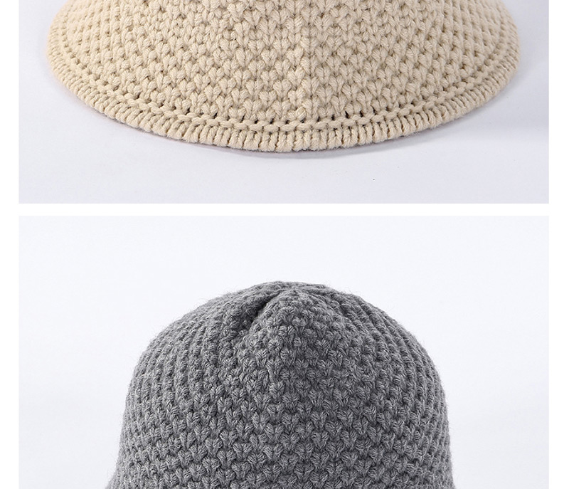 Fashion Caramel Colour Solid Color Knit Wool Fisherman Hat,Beanies&Others