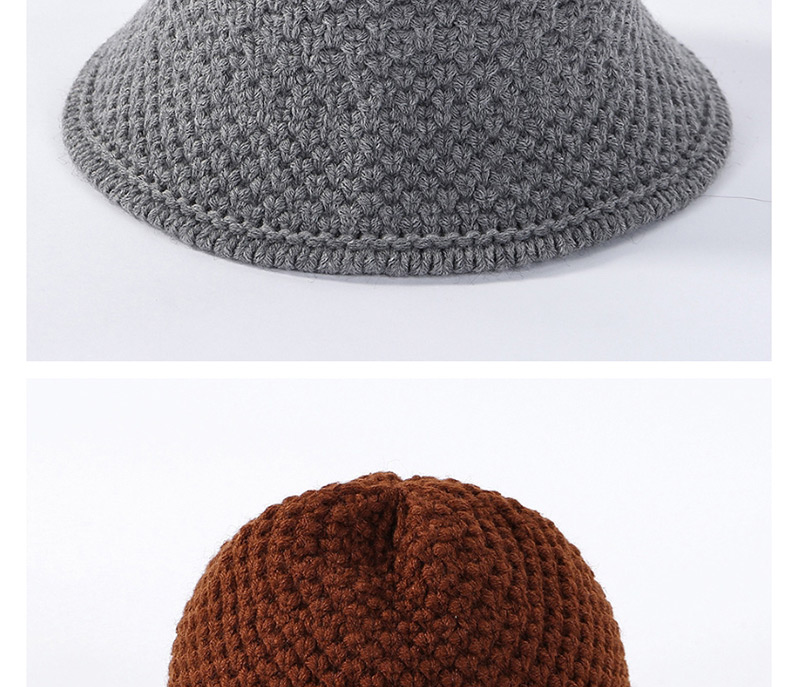Fashion Khaki Solid Color Knit Wool Fisherman Hat,Beanies&Others