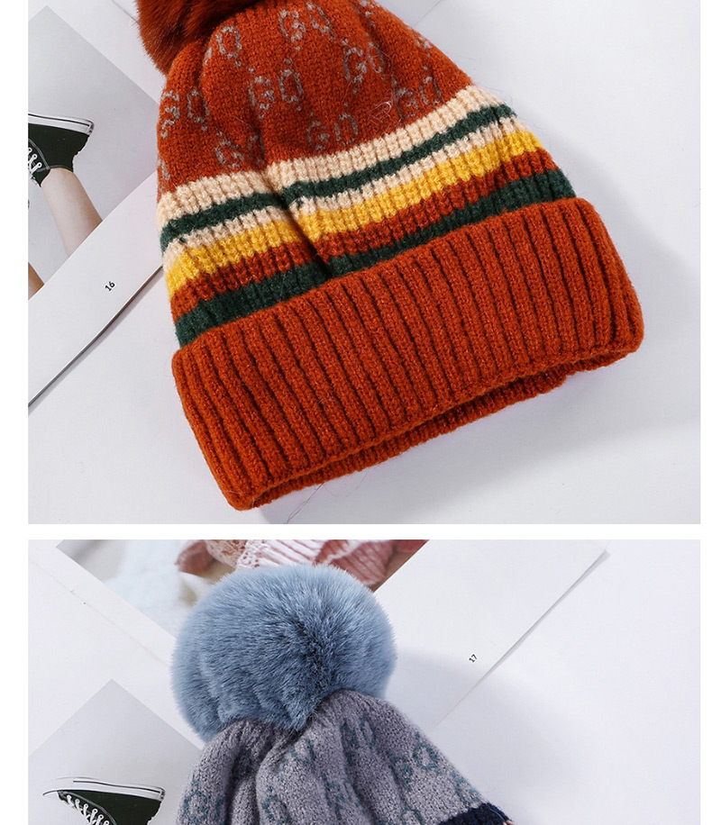 Fashion Orange Knitted Wool Ball Color Matching And Cashmere Cap,Knitting Wool Hats