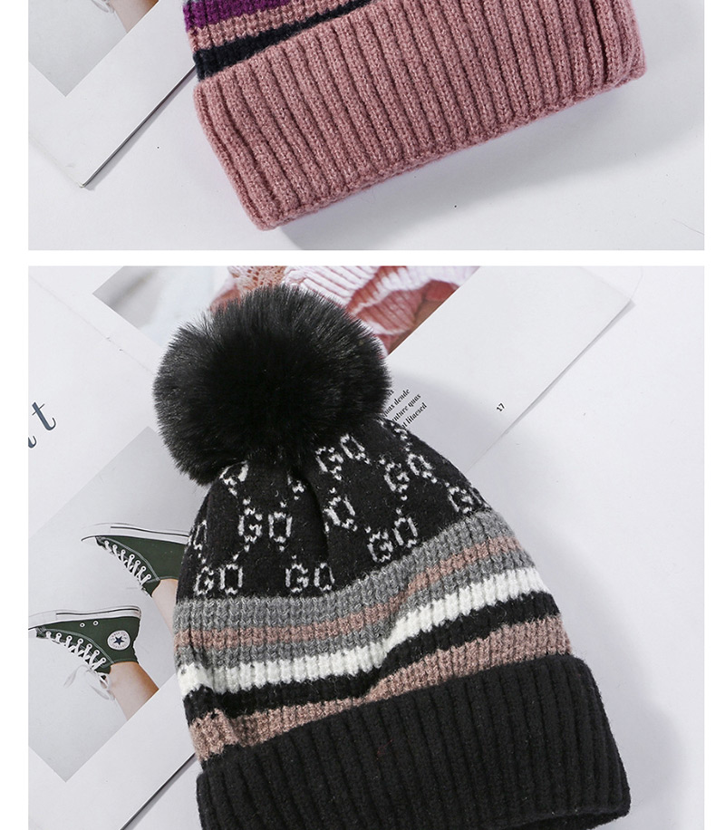 Fashion Red Knitted Wool Ball Color Matching And Cashmere Cap,Knitting Wool Hats