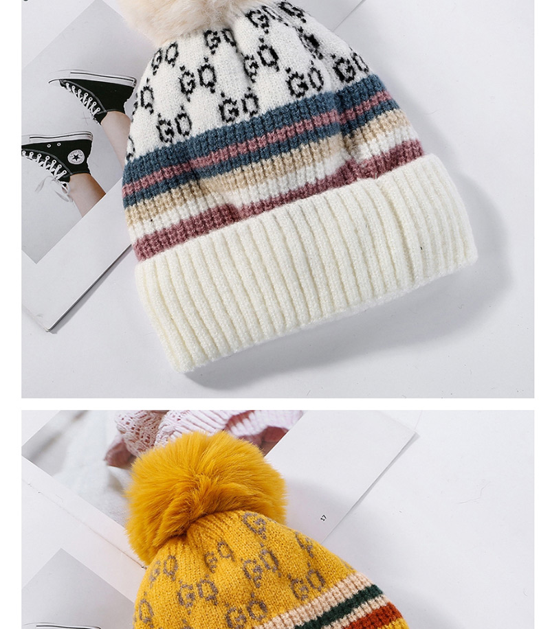 Fashion Pink Knitted Wool Ball Color Matching And Cashmere Cap,Knitting Wool Hats