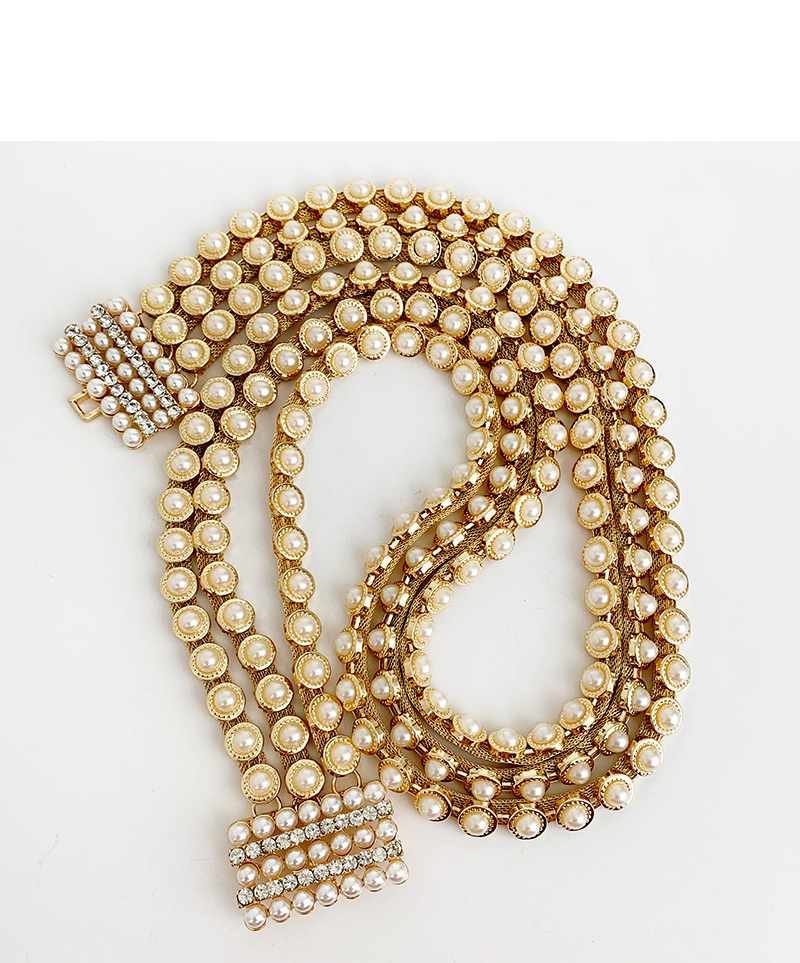 Fashion Gold Alloy Diamond Pearl Belt,Wide belts