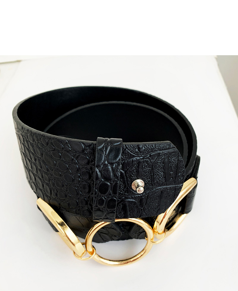 Fashion Black Alloy Pu Crocodile Belt,Wide belts