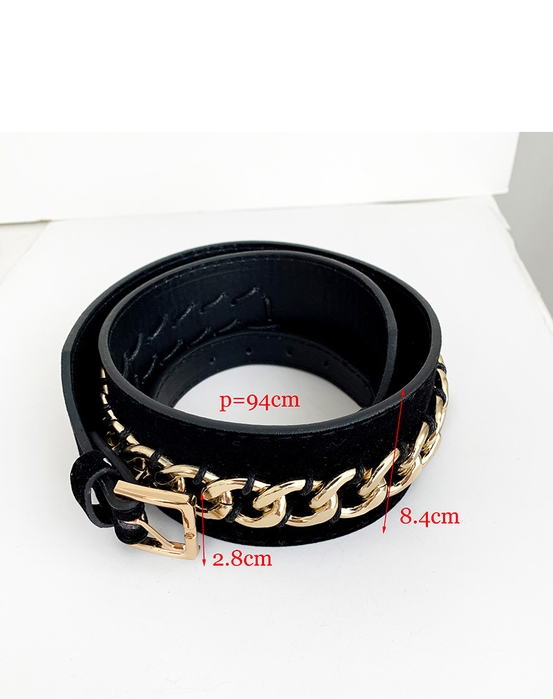 Fashion Black Alloy Pu Chain Belt,Wide belts