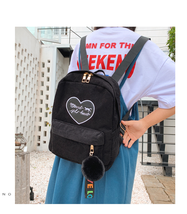Fashion Black Corduroy Backpack,Backpack