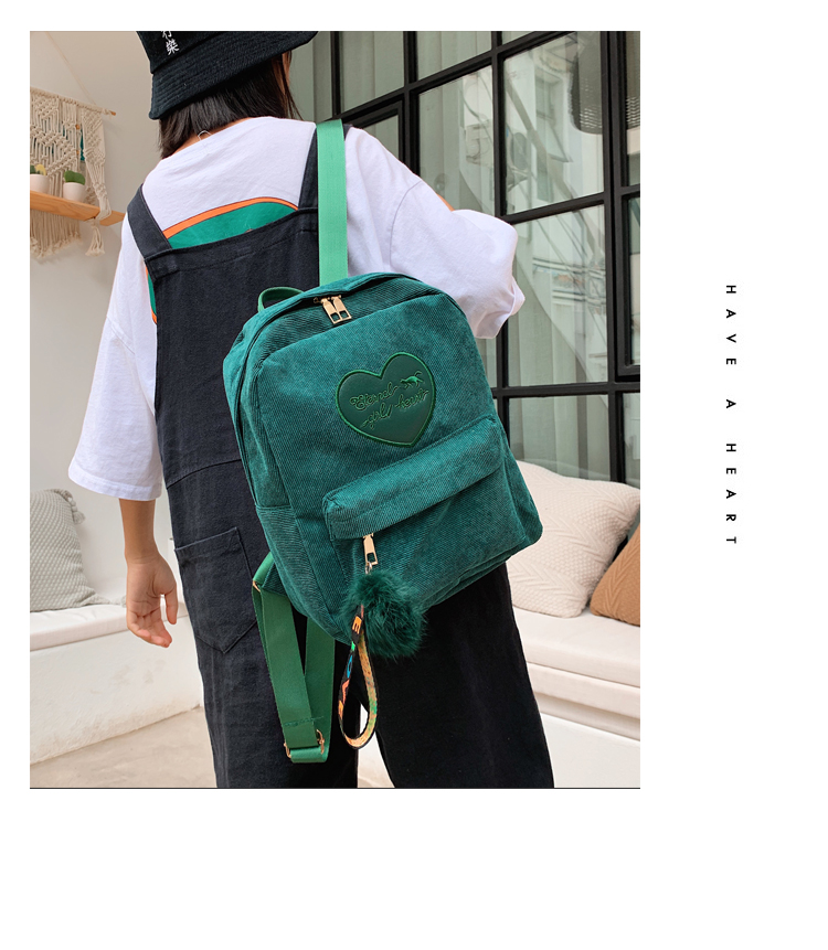 Fashion Dark Green Corduroy Backpack,Backpack